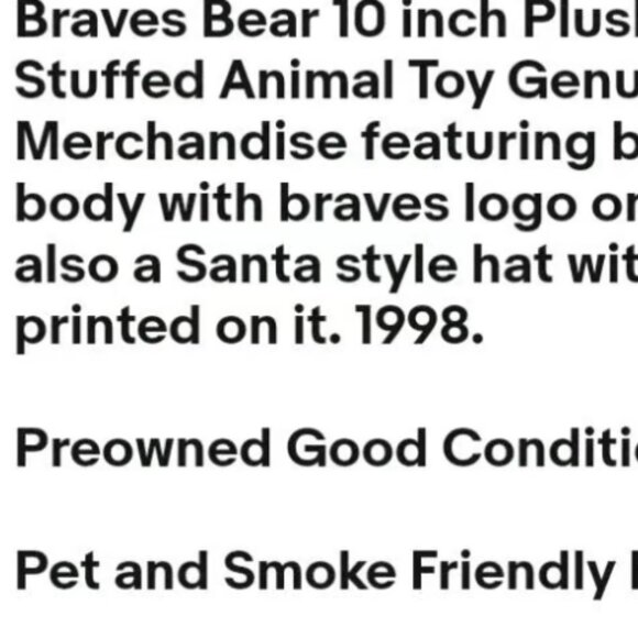 Atlanta Braves Baseball Bear Plush Stuffed Animal - Picture 3 of 12